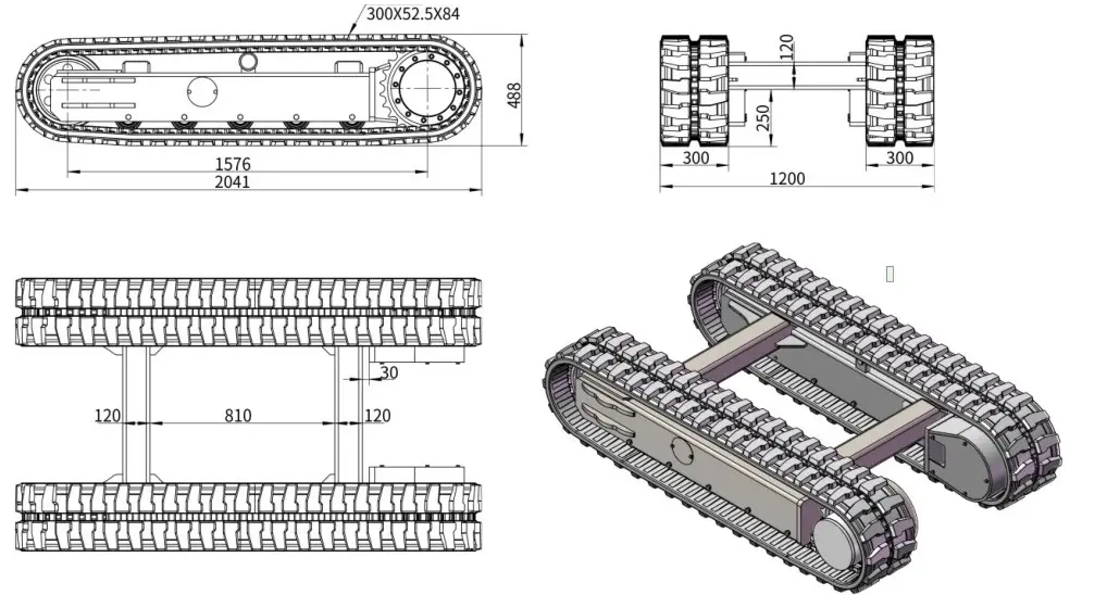 URT2041 Rubber Track Undercarriage Capacity 3500KG
