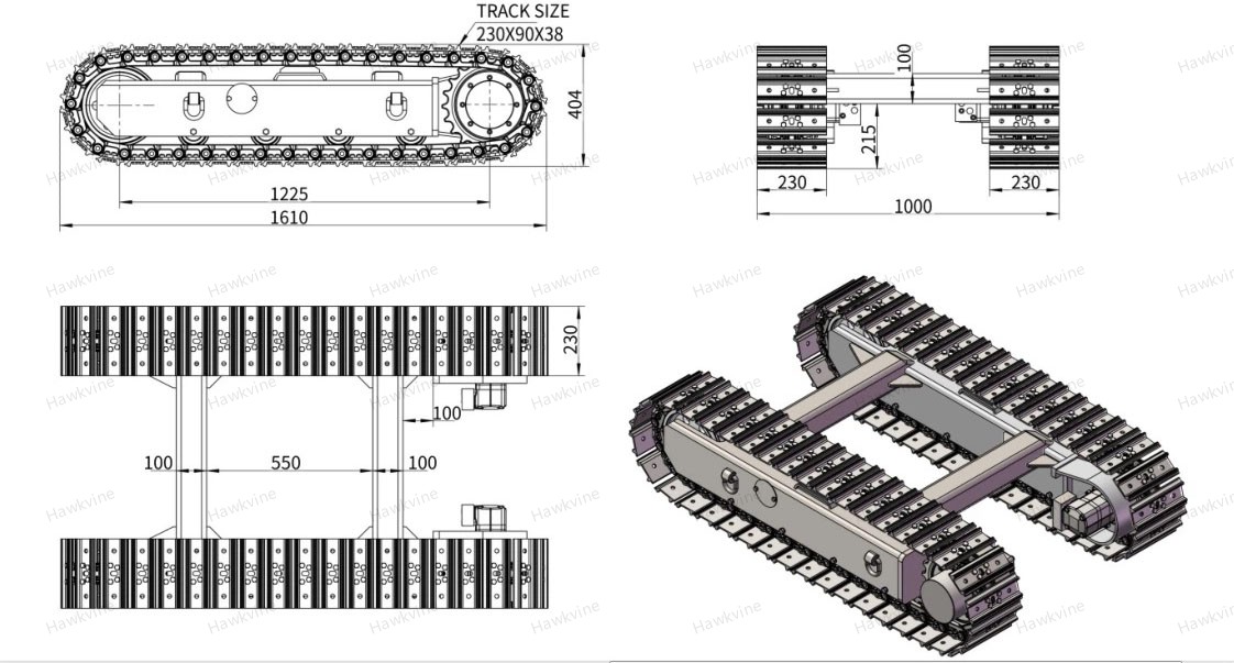 UST1610 Steel Track Undercarriage Capacity 2000KG count(title) UST1610 Steel Track Undercarriage