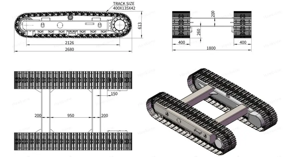 UST2680 Steel Track Undercarriage Track Width 400mm