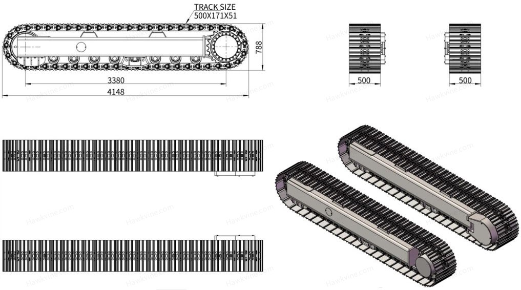 UST4148 Steel Track Undercarriage Capacity 35000KG 3