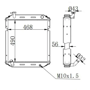 201-03-51150 Water Tank Aluminum Radiator Komatsu Mini Excavator PC60-5 PC60-6 PC60U-5 PC75UU-2