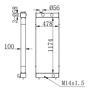 21M-03-21110 Water Tank Aluminum Radiator Komatsu Excavator PC600-8 PC600LC-8 PC650LC-8E0 PC600-8E0